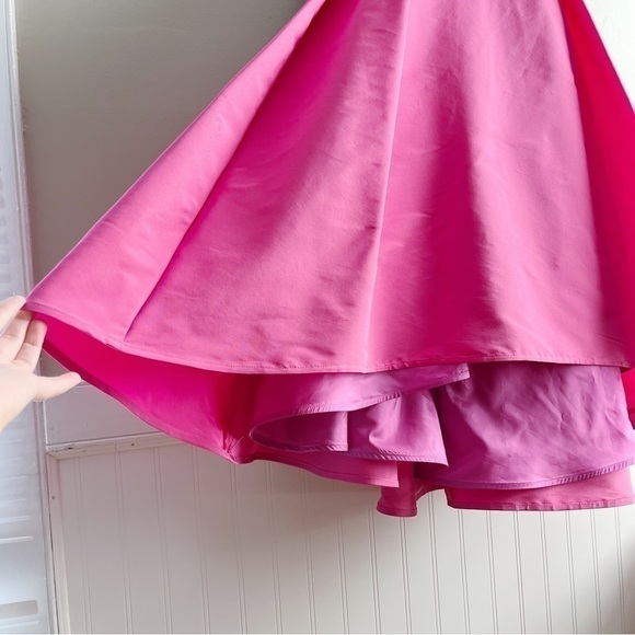 Frascara 100% Silk Fit & Flare Hi-Lo Formal Midi Dress in Magenta Pink, Size 14 - Picture 8 of 12